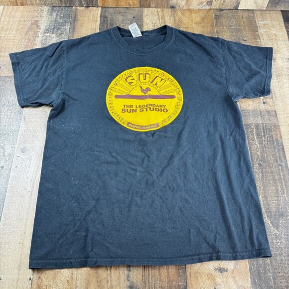 SUN STUDIO Legendary Record Label Music Vinyl Memphis Black T-Shirt LARGE Ex - Picture 2 of 8